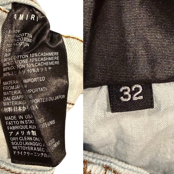 AMIRI Distressed Bandana Tie-Dye Denim Jeans Men’s Size 32 Black Star Patch - Picture 13 of 14